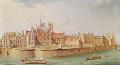 Häuser im Kloster von Notre-Dame, Paris von Nicolas Raguenet