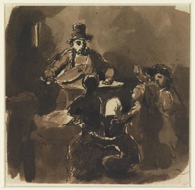 Kinder um das Feuer eines Kastanienverkäufers (?) von Nicolas Toussaint Charlet