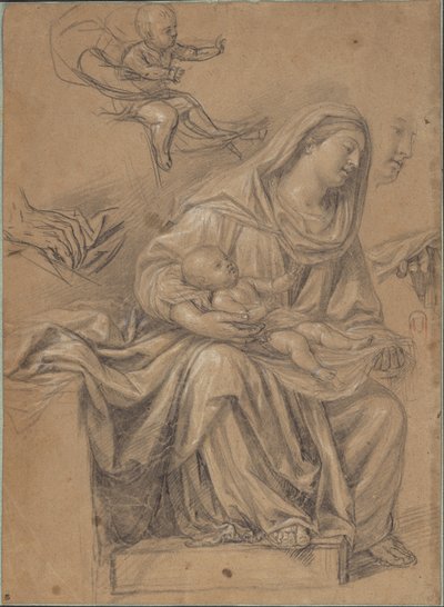 Sitzende Madonna mit dem Christuskind auf ihrem Knie und verwandte Studien von Nicolas de Plattemontagne