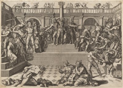 Das Massaker der Unschuldigen von Nicolaus Beatrizet, after Marco Dente, after Baccio Bandinelli