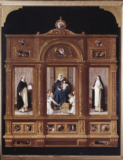 Jungfrau des Rosenkranzes (Darstellung eines Triptychons) von Nicolo Barabino