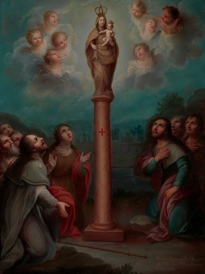 Die Erscheinung der Jungfrau von El Pilar vor St. Jakobus, 1773 von Nicolás Enríquez