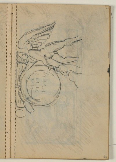 Studie eines Engels mit Medaillon, vermutlich nach Vorlage von Niels Larsen Stevns