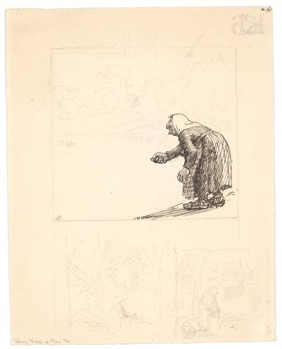Entwurf zu "Vilderik Königsohn und Miseri Mø" (f.o.) und "Die kleine Schlange" (zwei Vorarbeiten f.n.) von Niels Skovgaard