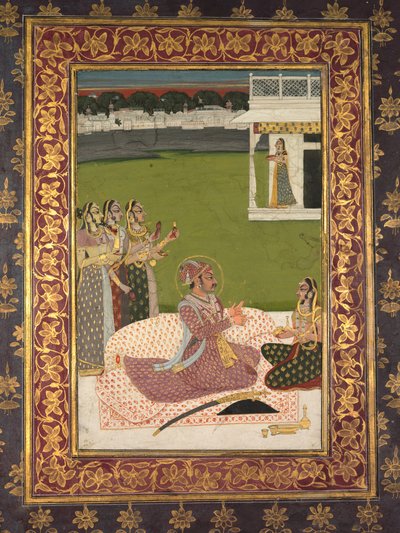 Porträt von Maharaja Savant Singh mit Gemahlin, Bani Thani, Mitte 1700er Jahre von Nihal Chand