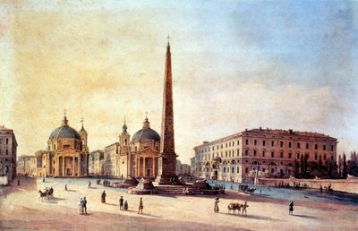 Platz des Volkes, Rom, Italien 1847, Aquarell von Nikanor Grigoryevich Chernetsov (1805 - 1879). Russischer Landschaftsmaler. von Nikanor Grigor