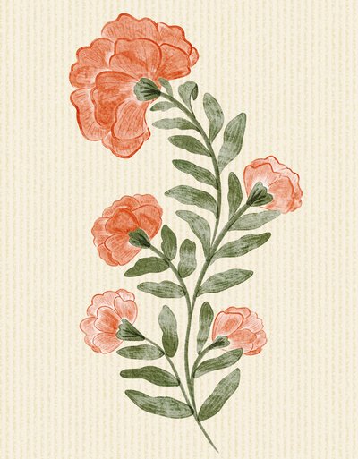 Sanfte orangefarbene Botanicals von Nikita Jariwala