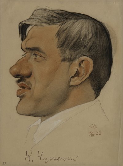 Porträt des Autors Korney I. Chukovsky 1882-1969, 1923 von Nikolai Andreevich Andreev
