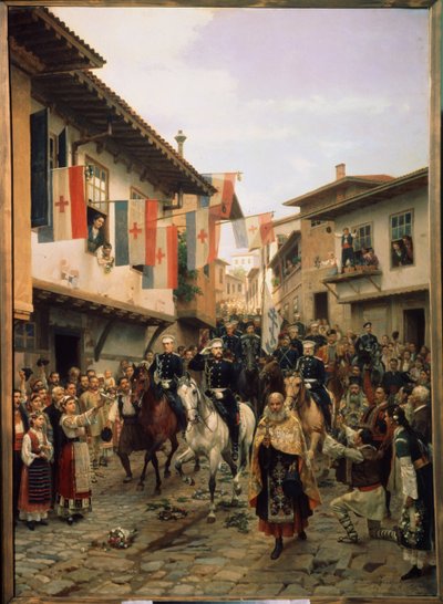 Russisch-Türkischer Krieg 1877-1878: Großfürst Nikolaus Nikolajewitsch von Russland in Veliko Tarnovo am 03.06.1877 in Bulgarien von Nikolai Dmitrievich Dmitriev Orenburgsky