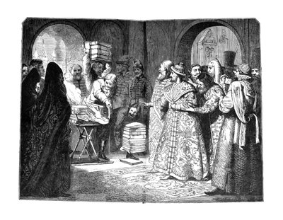 Zar Fjodor III. verbrennt die Bücher des russischen Adels 1682, 1880er Jahre von Nikolai Dmitrievich Dmitriev Orenburgsky