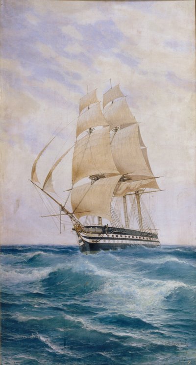 Das Schiff auf der Linie Imperatritsa Mariya, 1890er von Nikolai Dmitryevich Prokofyev