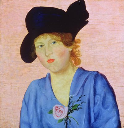 Porträt einer Frau in Blau von Nikolai Nikolaevich Popov