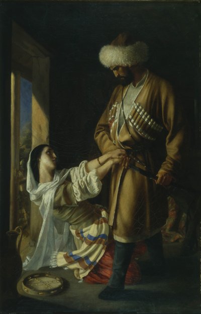 Leila und Khadji Abrek nach dem Gedicht von M. Lermontov, 1852 von Nikolai Nikolayevich Ge