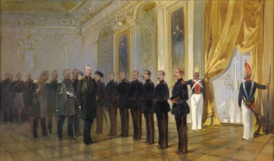 Die Präsentation des sibirischen Kosakenregiments an Kaiser Nikolaus I. von Nikolai Nikolayevich Karasin