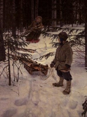 Holz sammeln, Russland von Nikolai Petrovich Bogdanov Belsky