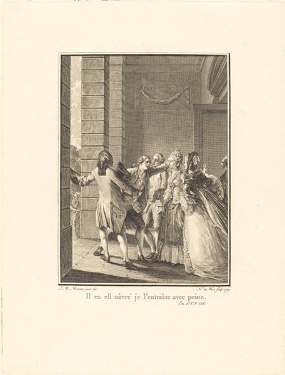 Er ist verletzt, ich ziehe ihn mit Mühe von Noël Le Mire after Jean Michel Moreau