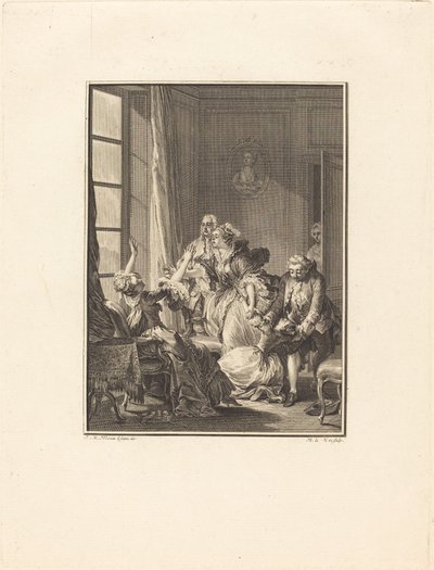 Julie ohnmächtig in einem Sessel von Noël Le Mire after Jean Michel Moreau