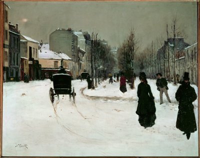Der Boulevard de Clichy im Schnee von Norbert Goeneutte