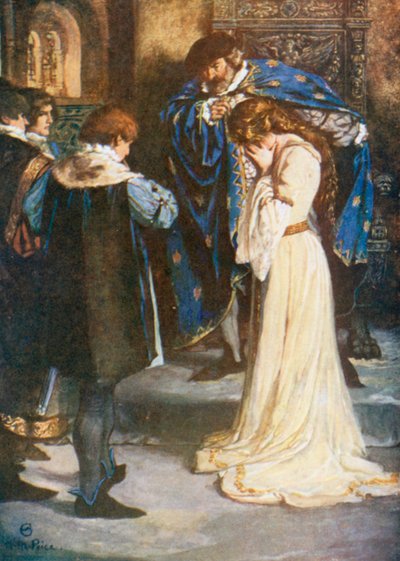 König "Warum, dann, junger Bertram, nimm sie; Sie ist deine Frau". Ende gut, alles gut – Akt II, Szene 3 von Norman Mills (after) Price