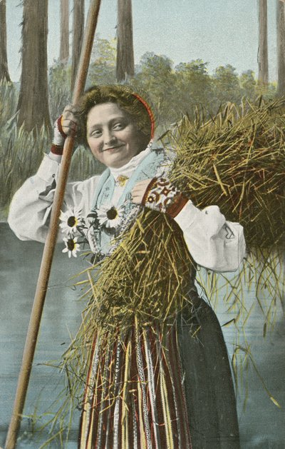 Norwegisches Mädchen während der Ernte von Norwegian Photographer