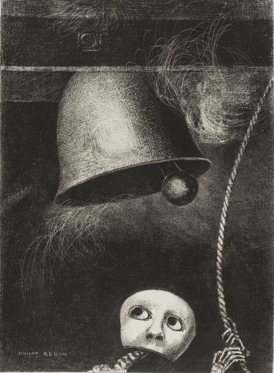 Eine Maske läutet die Totenglocke, Platte drei aus To Edgar Poe von Odilon Redon