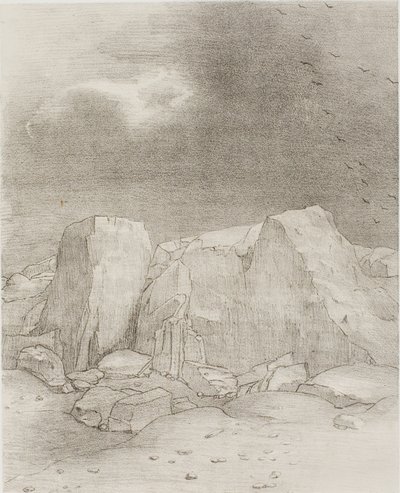 Und er erkennt eine trockene, hügelbedeckte Ebene, Tafel 7 von 24 von Odilon Redon