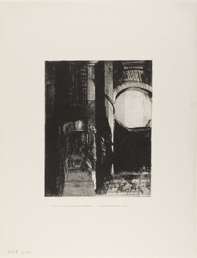Und auf allen Seiten sind Basaltsäulen,...das Licht fällt von der gewölbten Decke, Platte 3 von 24 von Odilon Redon