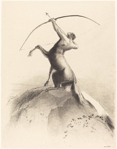 Zentaur, der auf die Wolken zielt von Odilon Redon