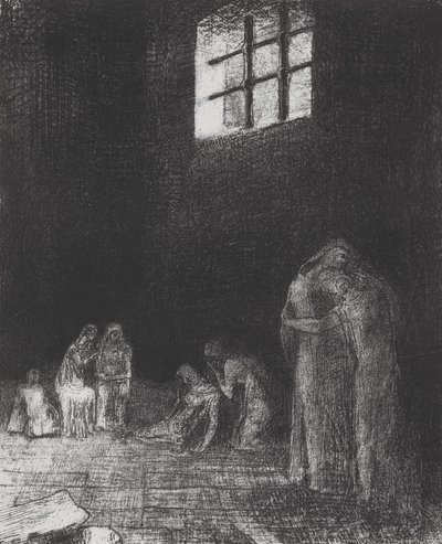 Im Schatten weinen und beten Menschen... von Odilon Redon