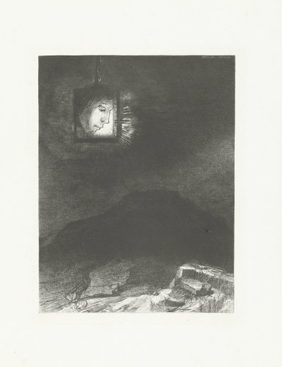 Ein Kopf in einer Laterne von Odilon Redon