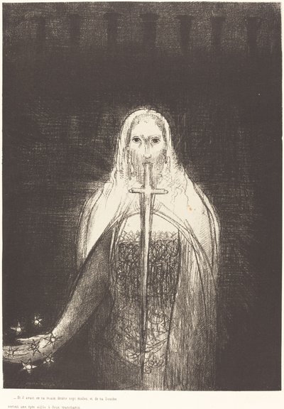 Und er hatte in seiner rechten Hand sieben Sterne, und aus seinem Mund ging ein scharfes, zweischneidiges Schwert von Odilon Redon