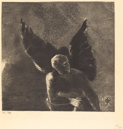 Ehre und Lob sei dir, Satan, in den Höhen des Himmels, wo du regiert hast, und in den Tiefen der Hölle, wo du besiegt, schweigend träumst! von Odilon Redon