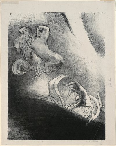 Er stürzt kopfüber in den Abgrund, Platte 17 von 24 von Odilon Redon