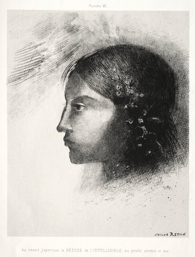 Hommage an Goya: Beim Erwachen sah ich die Göttin des Intelligiblen, 1885 von Odilon Redon