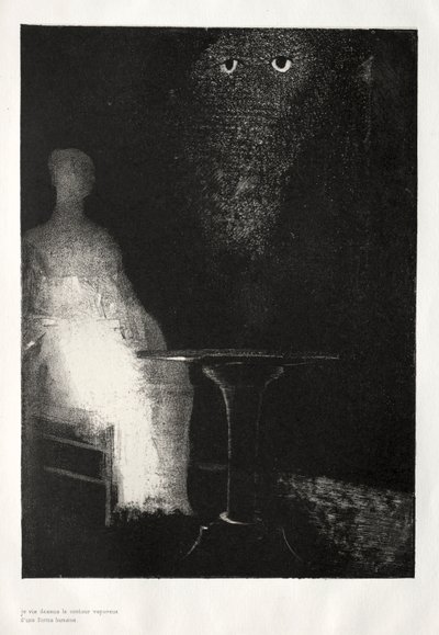 Das Spukhaus: Ich starrte weiter auf den Stuhl und bildete mir ein, darauf ein blasses Blau zu sehen..., 1896 von Odilon Redon