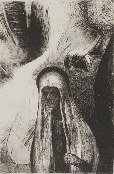 Die alte Frau: Wovor hast du Angst? Ein weites schwarzes Loch! Es ist vielleicht leer?", Platte 19 von 24 von Odilon Redon