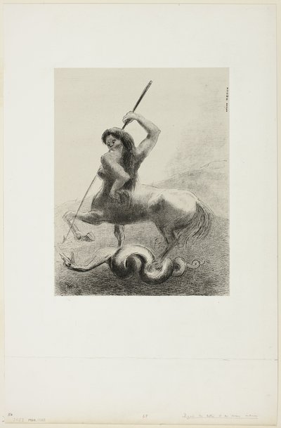 Es gab Kämpfe und vergebliche Siege, Platte 6 von 8 aus "Les Origines" von Odilon Redon