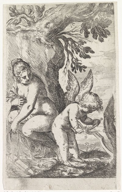 Venus beobachtet Amor beim Bogenbau von Odoardo Fialetti (attributed to)