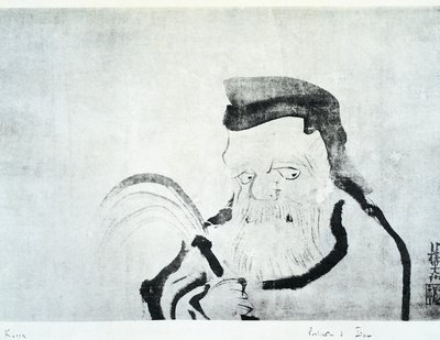 Porträt eines alten Mannes, Zeichnung von Ogata Korin, Tinte auf Seide, japanische Zivilisation, Edo-Zeit von Ogata Korin