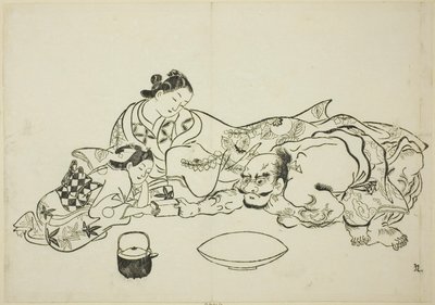 Ein Krafttest, Nr. 9 aus einer Serie von 12 Drucken von Okumura Masanobu
