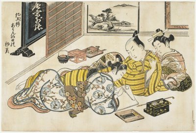 Neujahrstreffen in einem Bordell, 1741-1744 von Okumura Masanobu