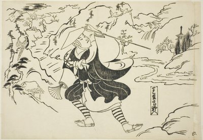 Rensho erreicht den Berg Koya (Rensho Koya-iri), aus der Serie "Berühmte Szenen aus japanischen Puppenspielen (Yamato irotake)" von Okumura Masanobu