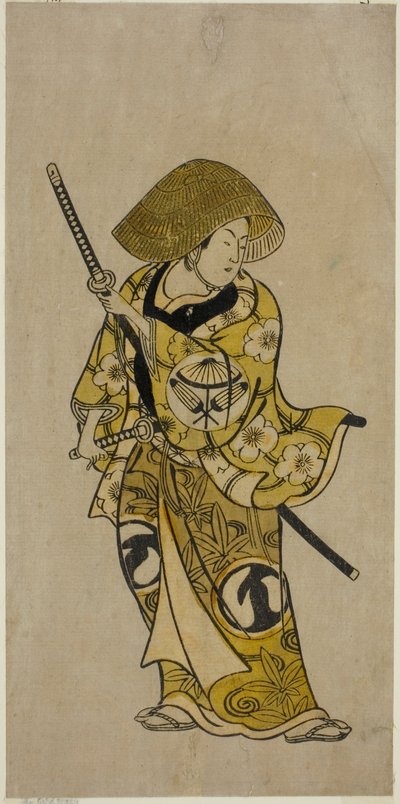 Der Schauspieler Sawamura Kamesaburo als Nagoya Kosanza im Stück "Keisei Fukubiki Nagoya," aufgeführt im Nakamura Theater im ersten Monat, 1731 von Okumura Toshinobu