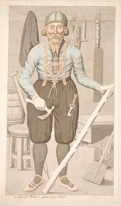 Ein isländischer Bauer in altmodischer Tracht von Olavius