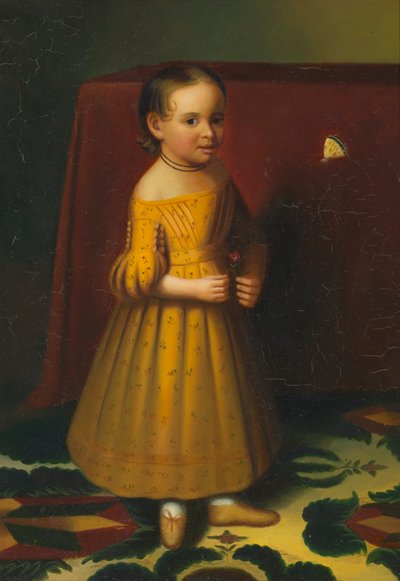 Porträt eines jungen Mädchens mit Rose und Schmetterling, ca. 1838 von Oliver Tarbell Eddy