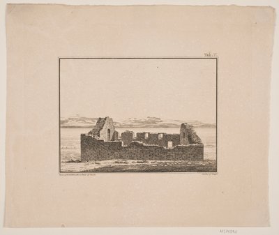 Kirchenruine in Grönland. Illustration zu W.A. Graah. Untersuchungsreise zur Ostküste Grönlands von Oluf Olufsen Bagge