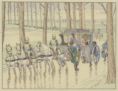 Napoleon trifft Erzherzogin Marie-Louise von Österreich, die er heiraten muss, 27. März 1810 von Onfray de Breville Job