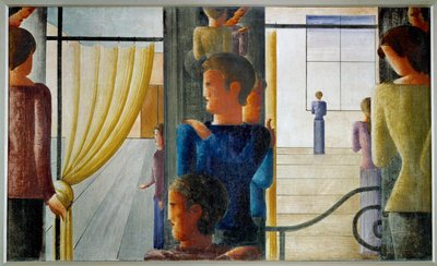 Gruppe von zwölf mit Innenraum von Oskar Schlemmer