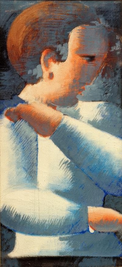 Junge in Blauweiß von Oskar Schlemmer