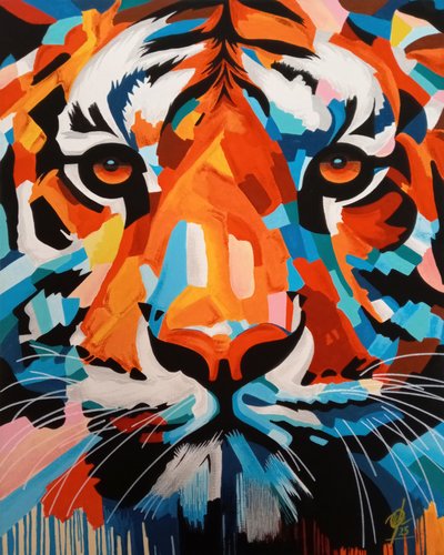 Farbiger Abstrakter Tiger von Osvaldo Russo